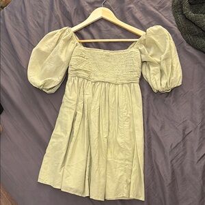 Abercrombie & Fitch Pale Green Puff Sleeve Mini Dress